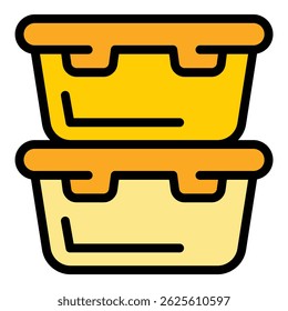 Food containers icon. Outline food containers vector icon for web design isolated on white background color flat