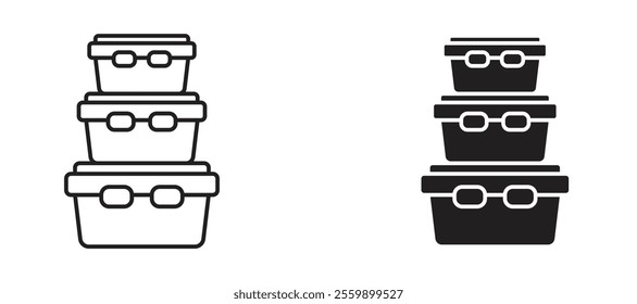 Food containers Icon set in black color for ui designs