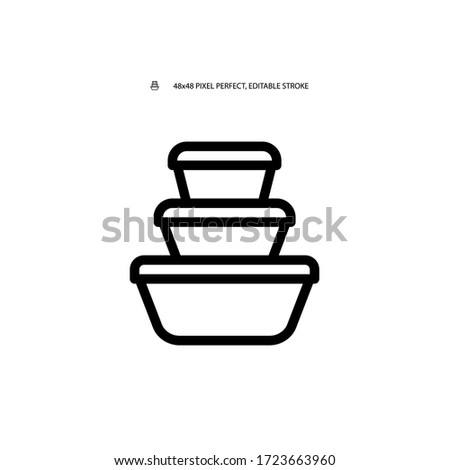 Food containers, launchbox simple black line web icon vector illustration. Editable stroke. 48x48 Pixel Perfect.