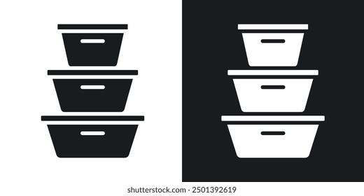 Food containers vector icon set in black color.