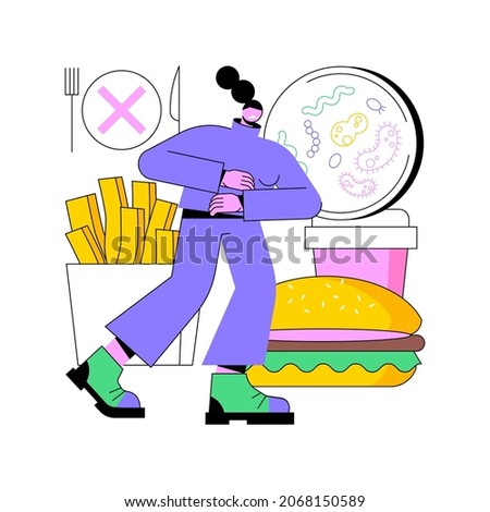 Food contamination abstract concept vector illustration. Nutrition illness, food safety, environment poisoning, raw meat, production hygiene, agriculture industry, dirty hand abstract metaphor.
