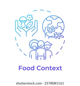 Food context blue gradient concept icon. Cultural heritage, diversity. Agriculture, ecology. Round shape line illustration. Abstract idea. Graphic design. Easy to use in infographic, presentation