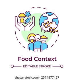 Food context multi color concept icon. Cultural heritage, diversity. Agriculture, ecology. Round shape line illustration. Abstract idea. Graphic design. Easy to use in infographic, presentation