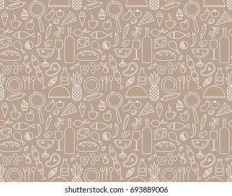 Food and cook seamless pattern