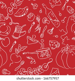 food ,cookery - seamless pattern in red