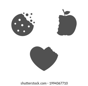 Food Cookie Apple And Heart Bite Mark Icon