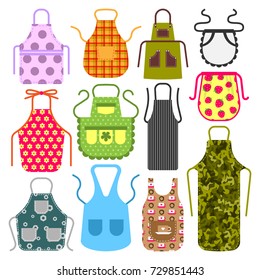 Food cooking apron kitchen design clothes housewife uniform chef cook protective textile cotton apparel vector illustration