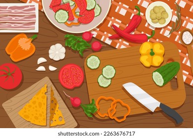 Food and cooking banner. Chefs at work in the kitchen