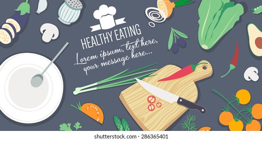 Food And Cooking Banner - Healthy Eating