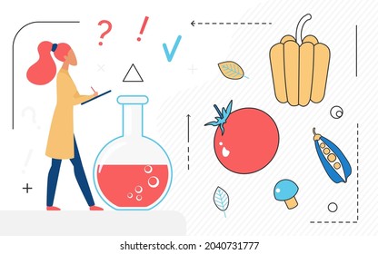 Food cooking, chef woman character and healthy vegetables line icon to cook diet meal.