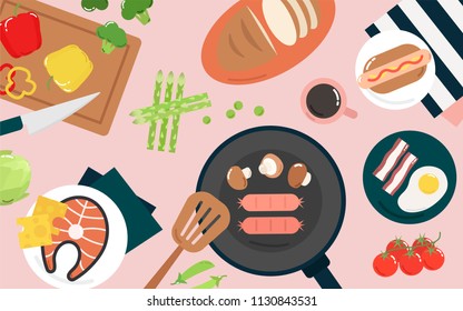 Food and cooking graphic illustration