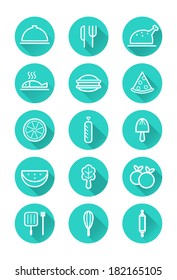 food and cooking icons set. flat icons, vector