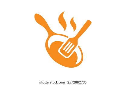 Food cooking logo design combining the shape of a chef's hat with Restaurant logo spoon and fork