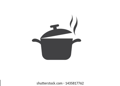 Food cooking pot black icon vector 