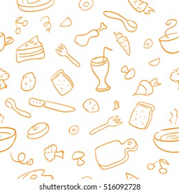 food, cooking, seamless pattern line. vector illustration