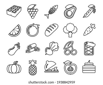 Food and cooking Set vector line icons with open path elements for mobile concepts and web apps. Collection modern infographic logo and pictogram.