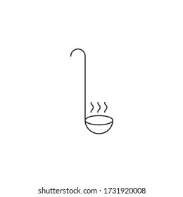 Food and cooking thin line icon. Soup scoop ladle icon. Vector illustration.