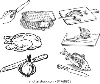 Food and cooking tools. Vector illustration of a format EPS.