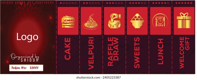 Food Coupon, Ticket card element template for graphics design. Vector illustration