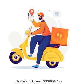 Food courier deliver to destination illustration
