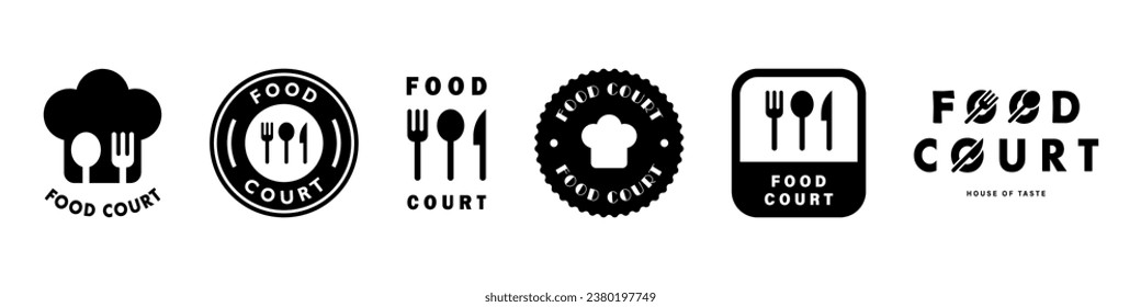 Food court - collection of vector signs. Cafe or restaurant signs.