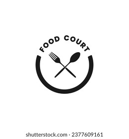 Food court icon or Food court label vector isolated. Best food court icon for apps, websites, print design, packaging and more about food court.