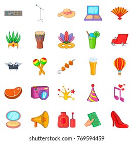 Food court icons set. Cartoon set of 25 food court vector icons for web isolated on white background