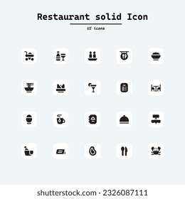 Food court icons set. Outline set of food court vector icons for web design isolated on white background. Collection ui icons with squircle shape. Web Page, Mobile App, UI, UX design.
