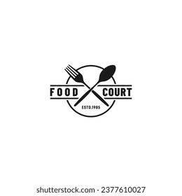 Food court label or Food court logo vector isolated. Best food court label for product, websites, print design, packaging and more about food court.