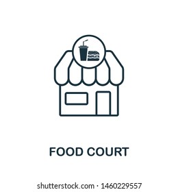 Food Court outline icon. Thin style design from city elements icons collection. Pixel perfect symbol of food court icon. Web design, apps, software, print usage.