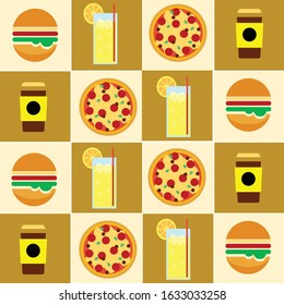 Food Court Pattern Vector Wallpaper