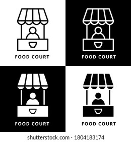 Food Court Symbol Logo Illustration. Cafe Restaurant Vector Icon Line And Glyph Style