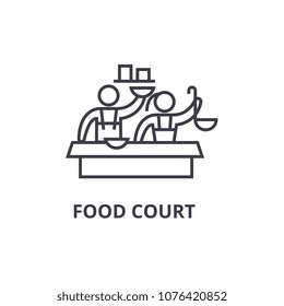 Food Court Thin Line Icon, Sign, Symbol, Illustation, Linear Concept, Vector 