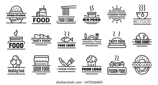 Food courts breakfast logo set. Outline set of food courts breakfast vector logo for web design isolated on white background