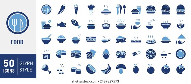 Food courts icons set. Glyph set of food courts vector icons for web design.