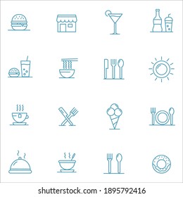 Iconos de las cortes de comida. Conjunto de esquemas de iconos vectoriales de cortes de alimentos.