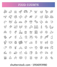 Food courts icons set. Outline set of food courts vector icons