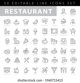 Food courts icons set. Outline set of food courts vector icons for web design isolated on white background