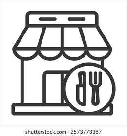 Food Courts Outline Icon Vector Illustration