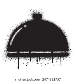 Food cover dome graffiti with black spray paint.