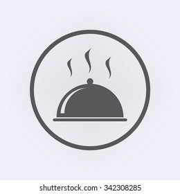 Food cover icon in circle . Vector illustration