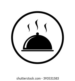 Food cover icon in circle . Vector illustration