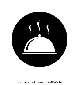 Food cover icon in circle . Vector illustration