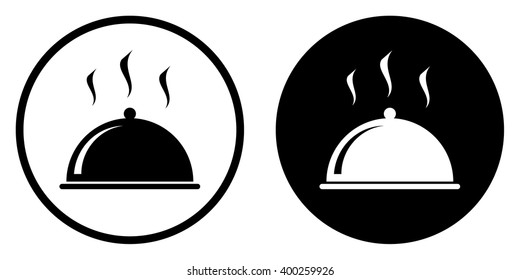 Food cover icon in circle . Vector illustration