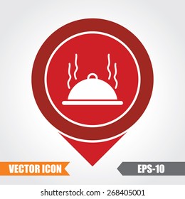 Food cover Icon On Map Pointer. Eps.-10.