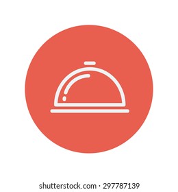 Food cover thin line icon for web and mobile minimalistic flat design. Vector white icon inside the red circle
