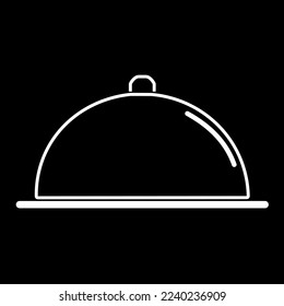 food cover vector icon isolated on black background, vector illustration, cookware, kitchenware