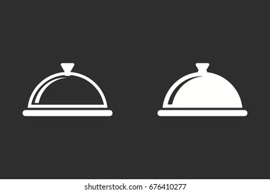 Food cover vector icon. White illustration isolated on black background for graphic and web design.