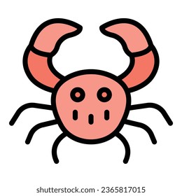 Food crab icon outline vector. Japan food. Chinese tempura color flat