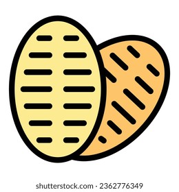 Food cracker icon outline vector. Sugar grain. Snack square color flat